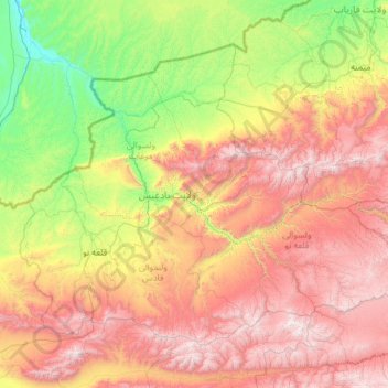 Badghis Province topographic map, elevation, terrain