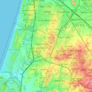 Rishon LeZion topographic map, elevation, terrain