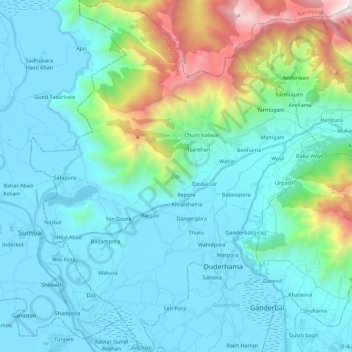 Lar topographic map, elevation, terrain