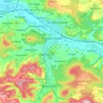 Altenkunstadt topographic map, elevation, terrain