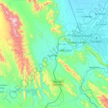 Lerdo topographic map, elevation, terrain