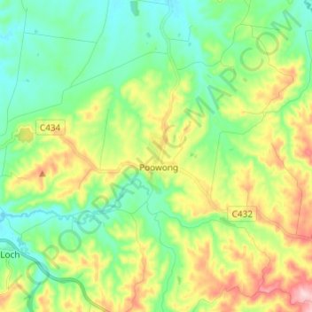 Poowong topographic map, elevation, terrain