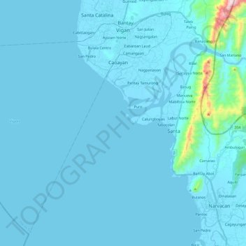 Vigan topographic map, elevation, terrain