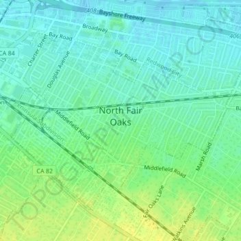 North Fair Oaks topographic map, elevation, terrain