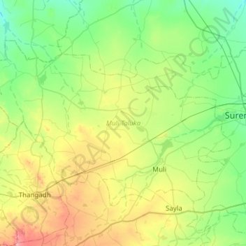 Muli Taluka topographic map, elevation, terrain