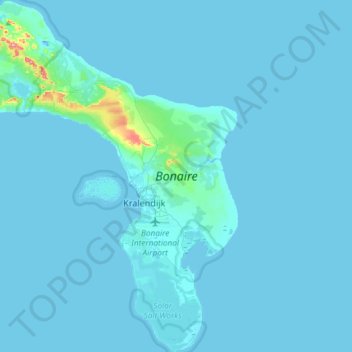 Bonaire topographic map, elevation, terrain