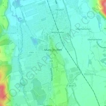 Mattighofen topographic map, elevation, terrain
