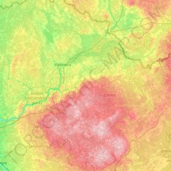 Gauja / Koiva jõgi topographic map, elevation, terrain