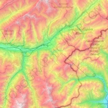 Brig topographic map, elevation, terrain