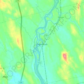 Greenbush topographic map, elevation, terrain