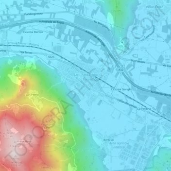 Sant'Ambrogio di Torino topographic map, elevation, terrain