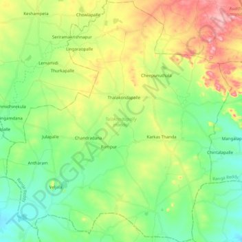 Talakondapally mandal topographic map, elevation, terrain