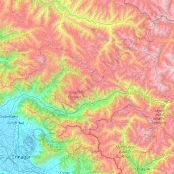 Kangan topographic map, elevation, terrain