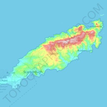 Tobago topographic map, elevation, terrain