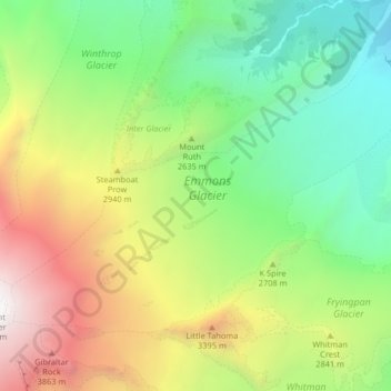 Emmons Glacier topographic map, elevation, terrain