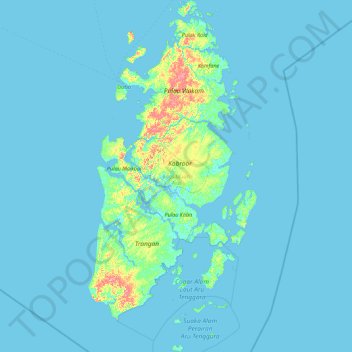 Kepulauan Aru topographic map, elevation, terrain