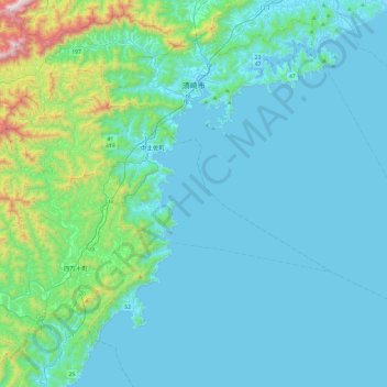 Susaki topographic map, elevation, terrain