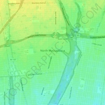 North Massapequa topographic map, elevation, terrain