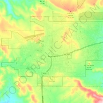 Payson topographic map, elevation, terrain