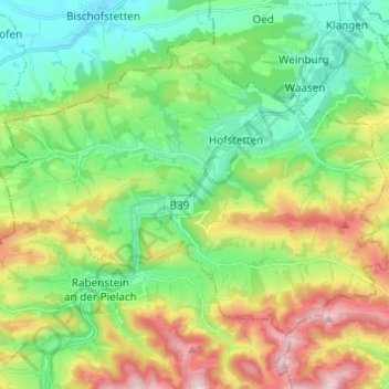 Gemeinde Hofstetten-Grünau topographic map, elevation, terrain