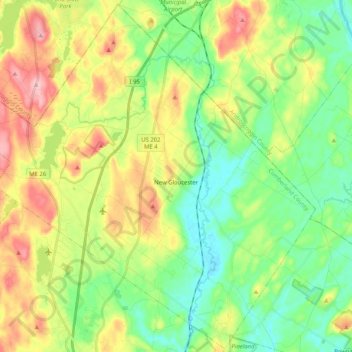 New Gloucester topographic map, elevation, terrain