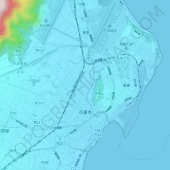 Hualien City topographic map, elevation, terrain