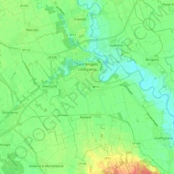 Sant'Angelo Lodigiano topographic map, elevation, terrain