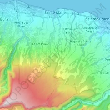 Sainte-Marie topographic map, elevation, terrain