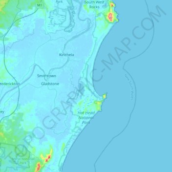 Hat Head National Park topographic map, elevation, terrain
