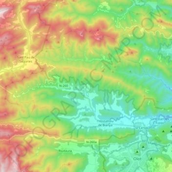 la Vall de Bianya topographic map, elevation, terrain