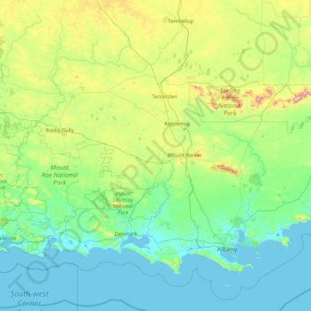 Shire Of Plantagenet topographic map, elevation, terrain