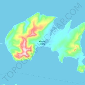 Korovin Island topographic map, elevation, terrain
