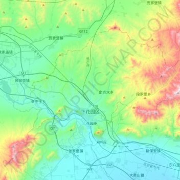 Xiahuayuan District topographic map, elevation, terrain