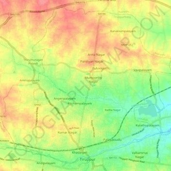 TiruppurNorth topographic map, elevation, terrain