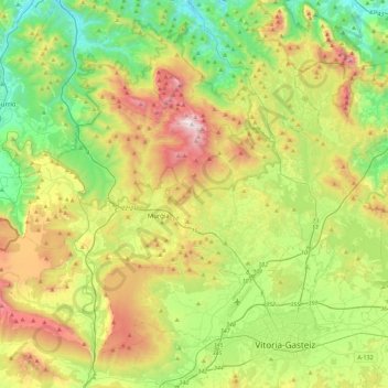 Estribaciones del Gorbea topographic map, elevation, terrain