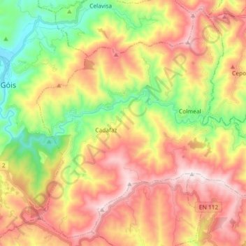 Cadafaz e Colmeal topographic map, elevation, terrain