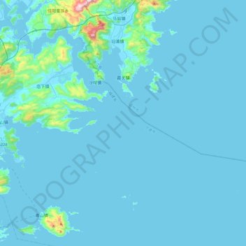 霞关镇 topographic map, elevation, terrain