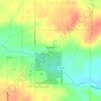 Denham topographic map, elevation, terrain