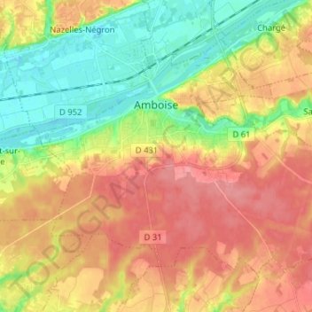 Amboise topographic map, elevation, terrain