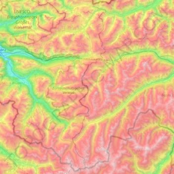 Verwall Alps topographic map, elevation, terrain