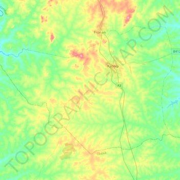 Katiola topographic map, elevation, terrain