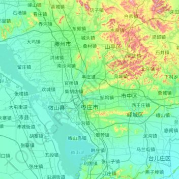 Zaozhuang topographic map, elevation, terrain