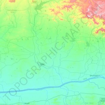 Manawar Tahsil topographic map, elevation, terrain