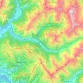 Valjouffrey topographic map, elevation, terrain