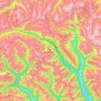 Bezirk Leventina topographic map, elevation, terrain