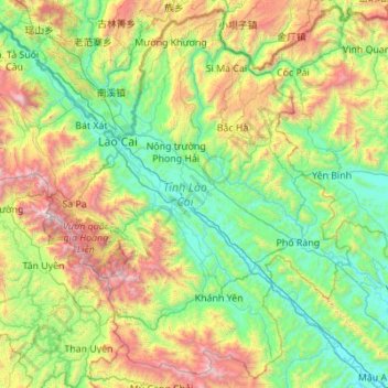 Province de Lào Cai topographic map, elevation, terrain