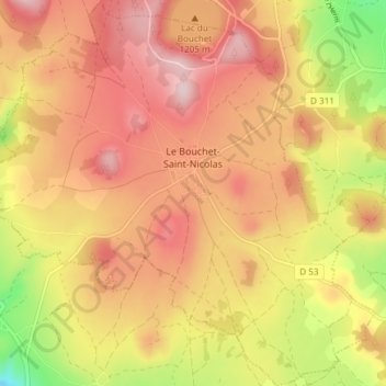Le Bouchet-Saint-Nicolas topographic map, elevation, terrain