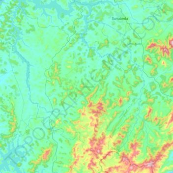 Nandapur topographic map, elevation, terrain