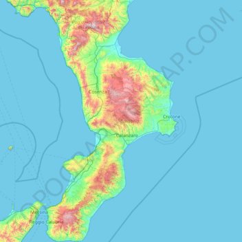Calabria topographic map, elevation, terrain