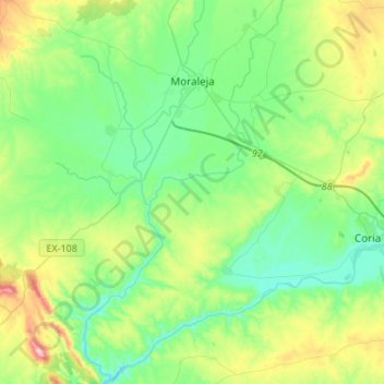 Moraleja topographic map, elevation, terrain